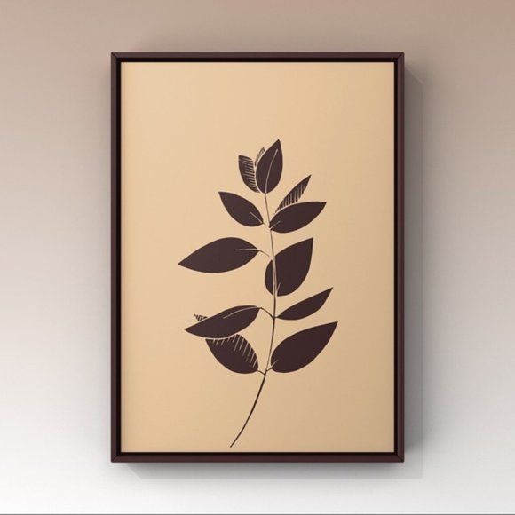 Modern minimalist stem with leave abstract art - Picture 1 of 2